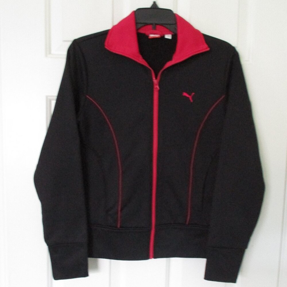 PUMA Womens L/S Black & Hot Pink Full Zip Active Top NWOT - Size Small